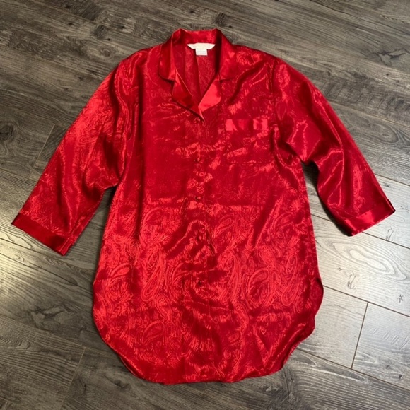 Vintage lingerie night dress button up nightie paisley - Picture 2 of 5